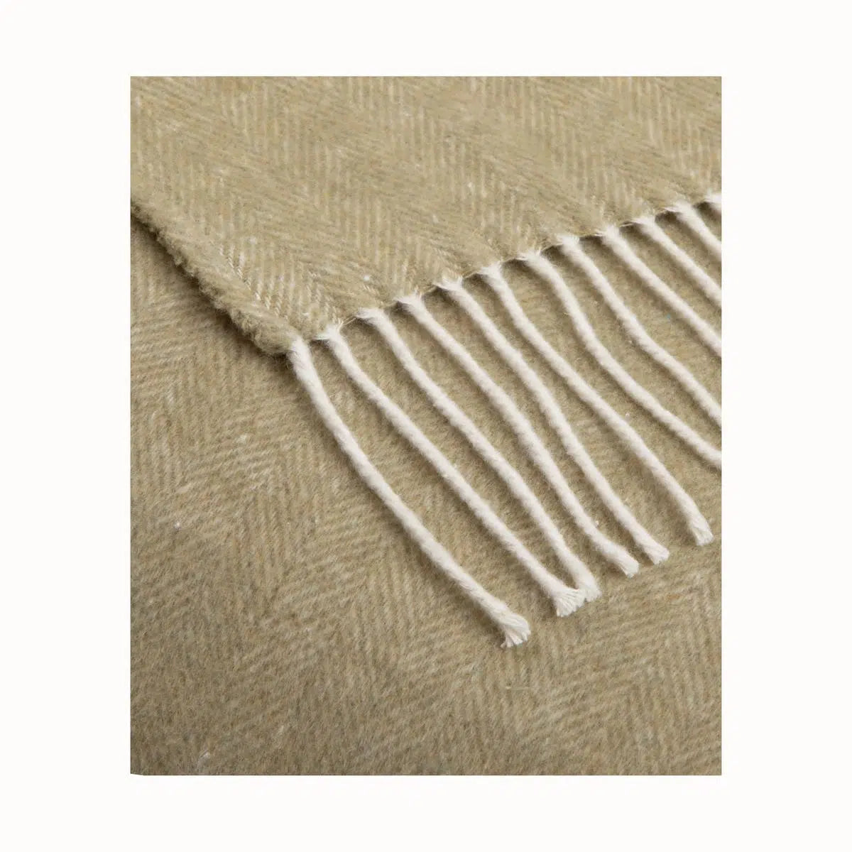 Super Soft Babele Herringbone - Plaid in Cotone Riciclato | Kaki