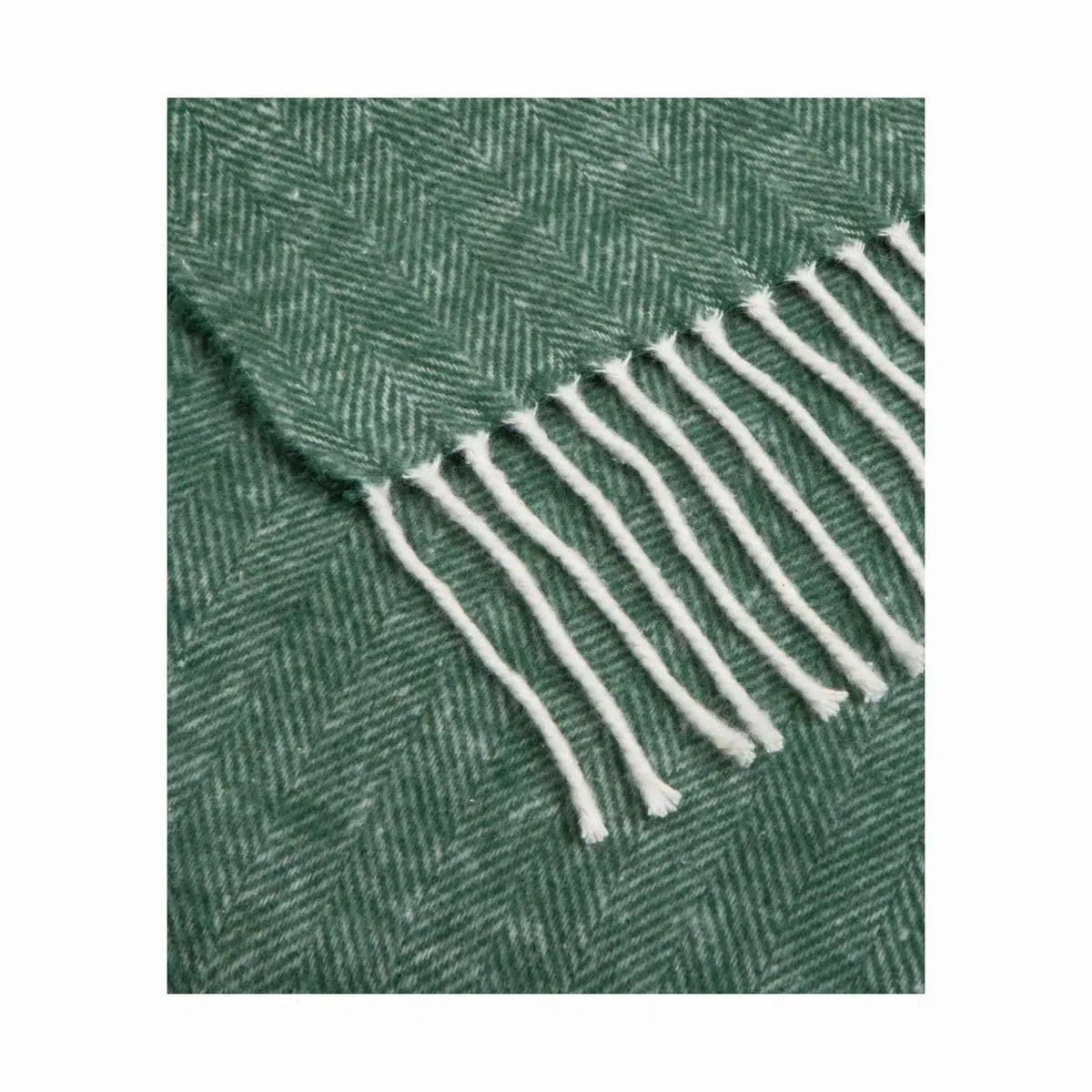 Super Soft Babele Herringbone - Plaid in Cotone Riciclato | Pino - 130x170 cm
