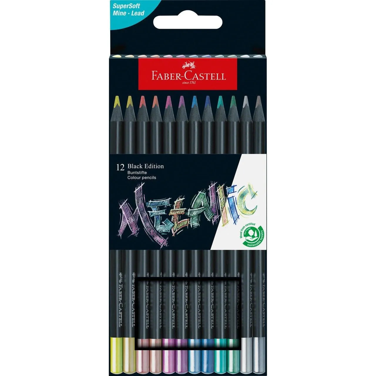 Matite colorate Black Edition Faber-Castell 12 colori in astuccio cartone