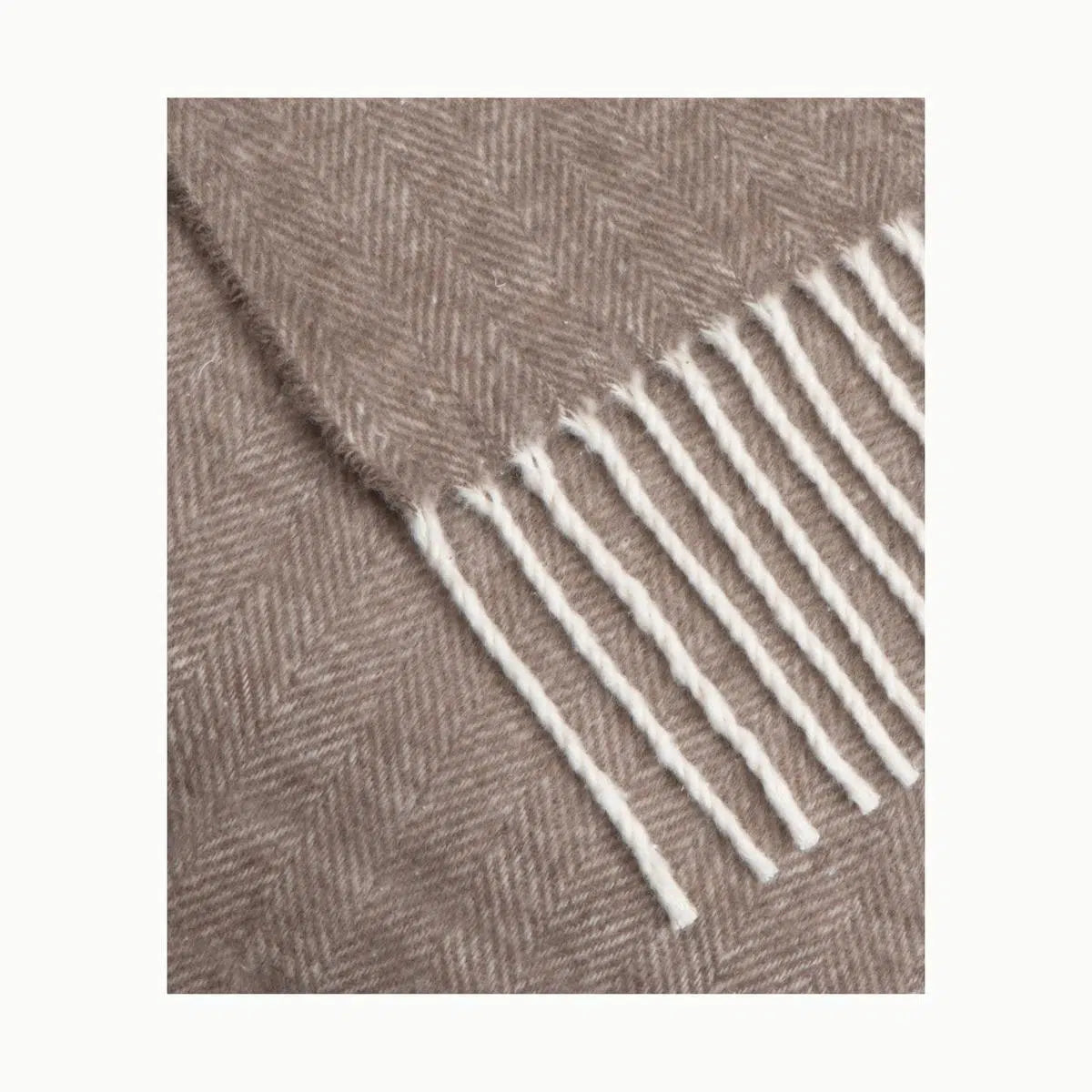 Super Soft Babele Herringbone - Plaid in Cotone Riciclato | Fango - 130x170 cm