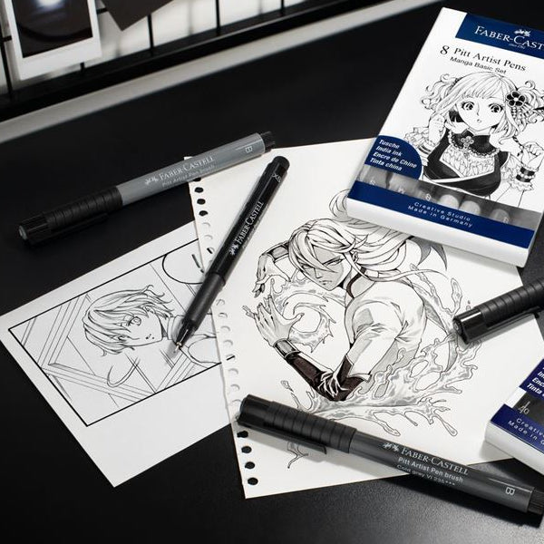 Pitt Artist Pen Manga Nero 4 pezzi