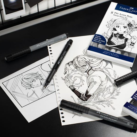Pitt Artist Pen Manga Nero 4 pezzi