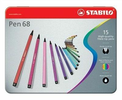 Pennarelli Stabilo Pen 68 in scatola metallo 15 colori