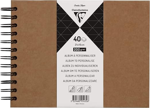 Clairefontaine 95432 C Album A Copertina Rigida Con 40 Fogli 21 X 16 Cm 200 G Kr