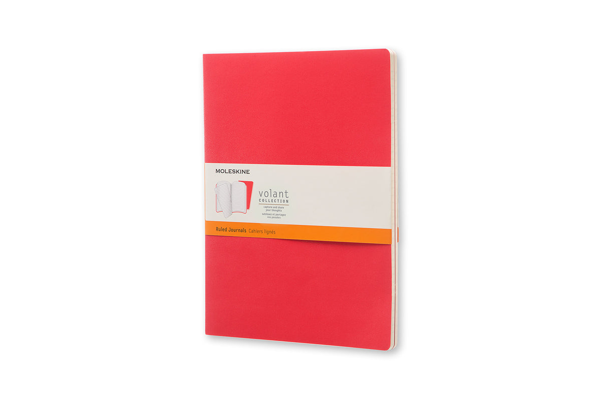 Moleskine Volant XL a righe rosso set da 2