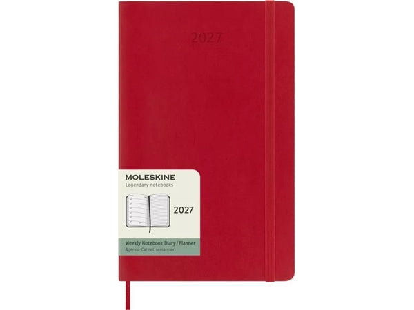 Agenda Moleskine 2027 Settimanale con Note Large Rosso Scarlatto Copertina Morbida