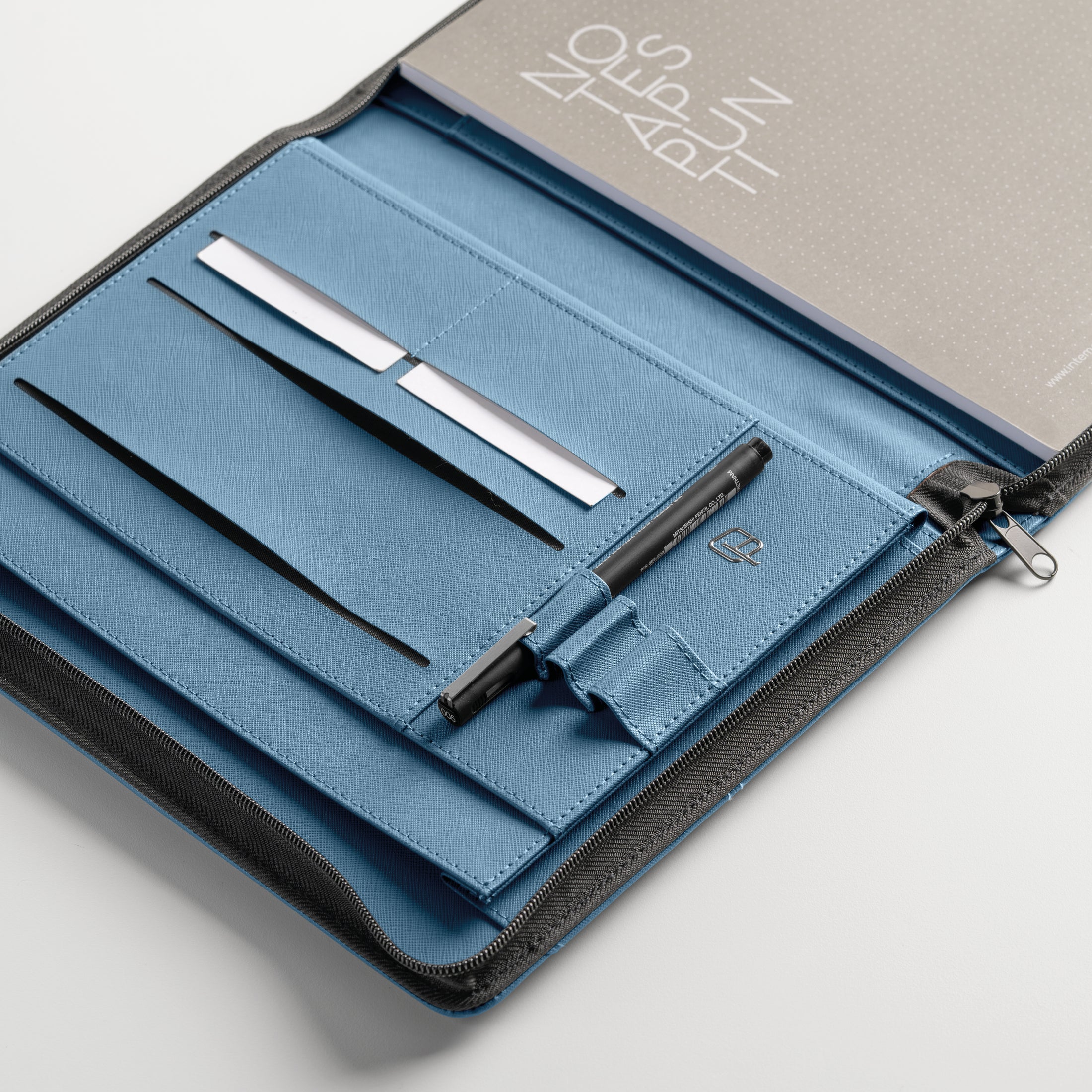 Portablocco A4 con Zip New Classic - Azzurro
