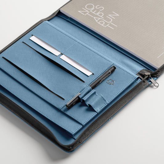 Portablocco A4 con Zip New Classic - Azzurro