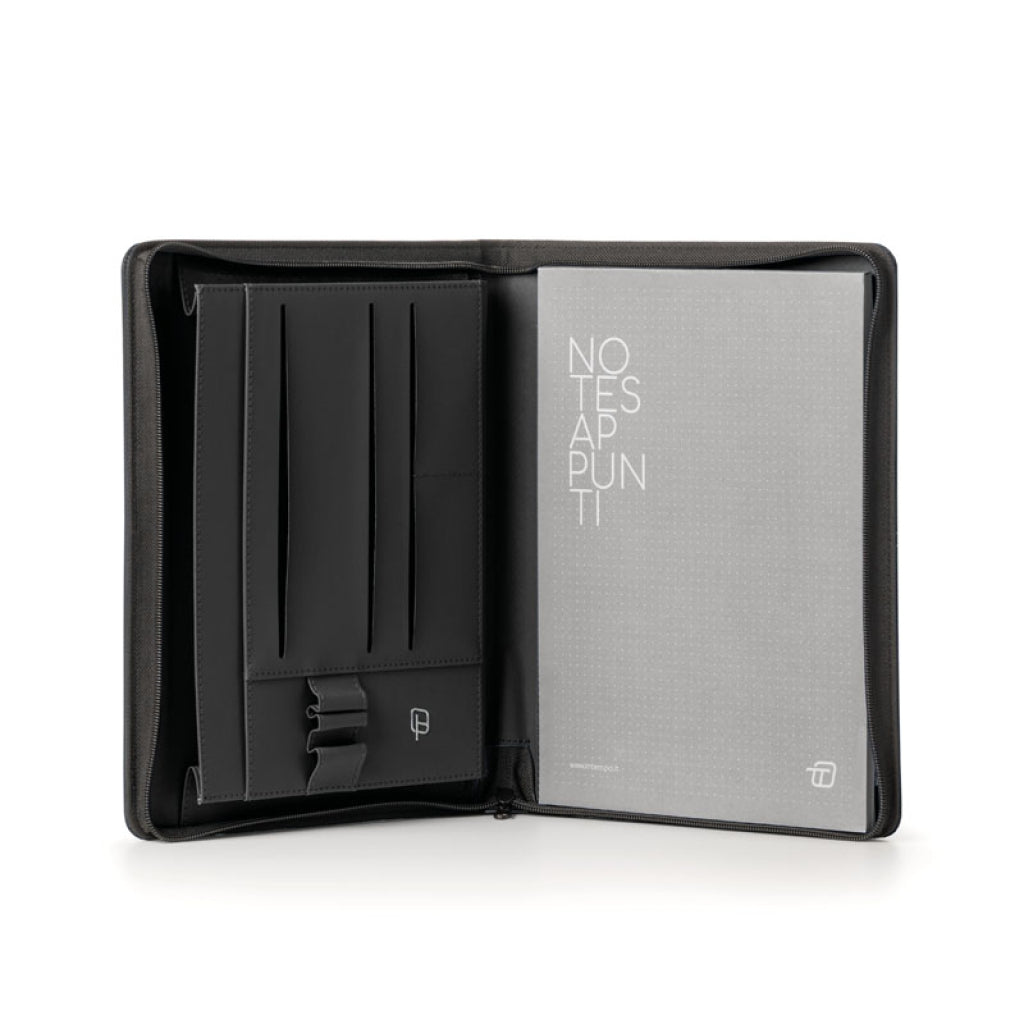PORTABLOCCO 24x31x3 cm. CON ZIP IN ECOPELLE COL. NERO