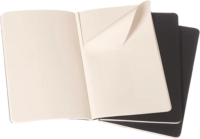 Moleskine Cahier Large pagine bianche nero set da 3