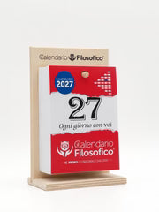 Calendario Filosofico 2027 - A6 Piccolo 10x14 cm con Supporto in Legno