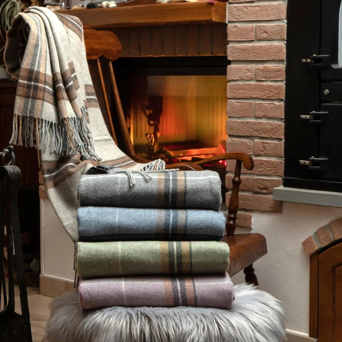 Fara Tartan Throw | Quadrettato Beige - 130x170 cm