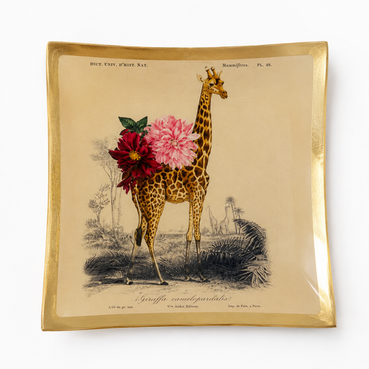 Piattino decorativo Giraffa con fiori 10 x 15 cm