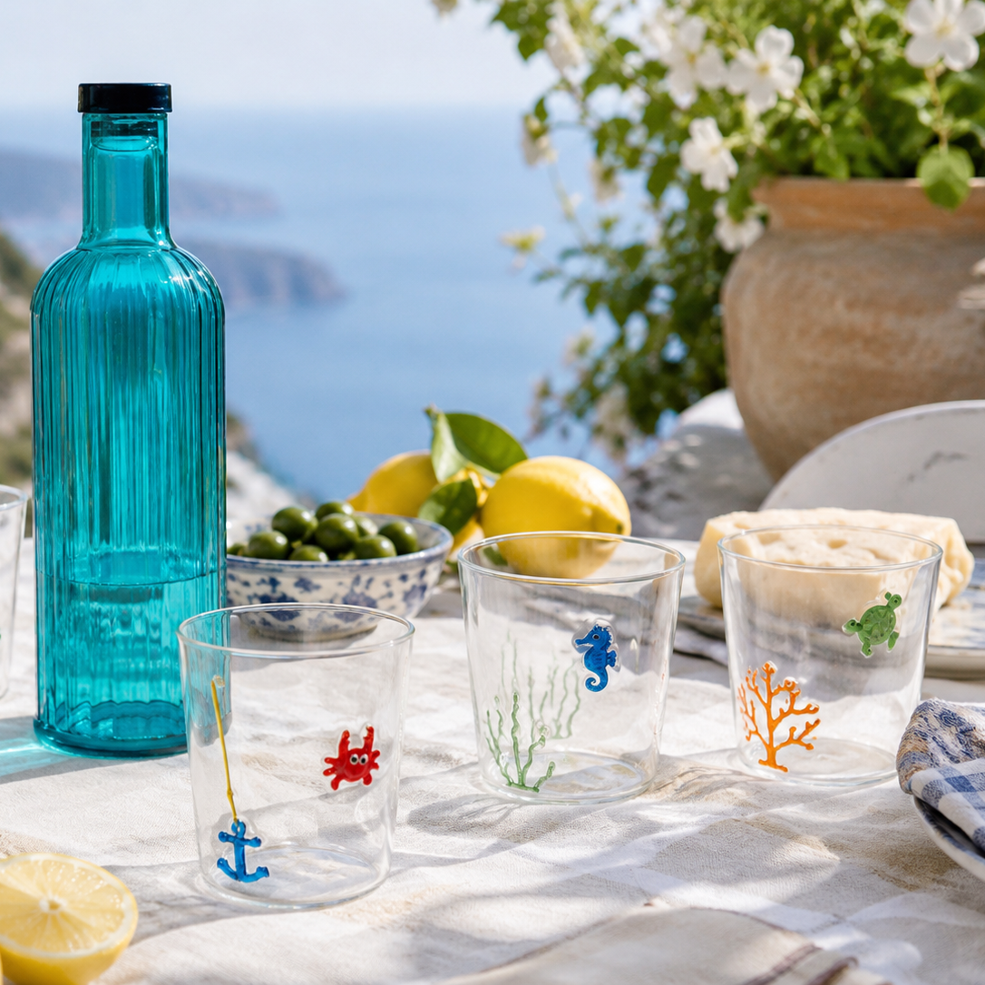 Bicchiere in vetro decorato 250 ml