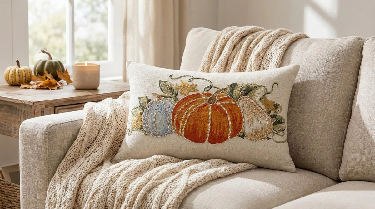 Cuscino autunnale in cotone con ricami 35X50