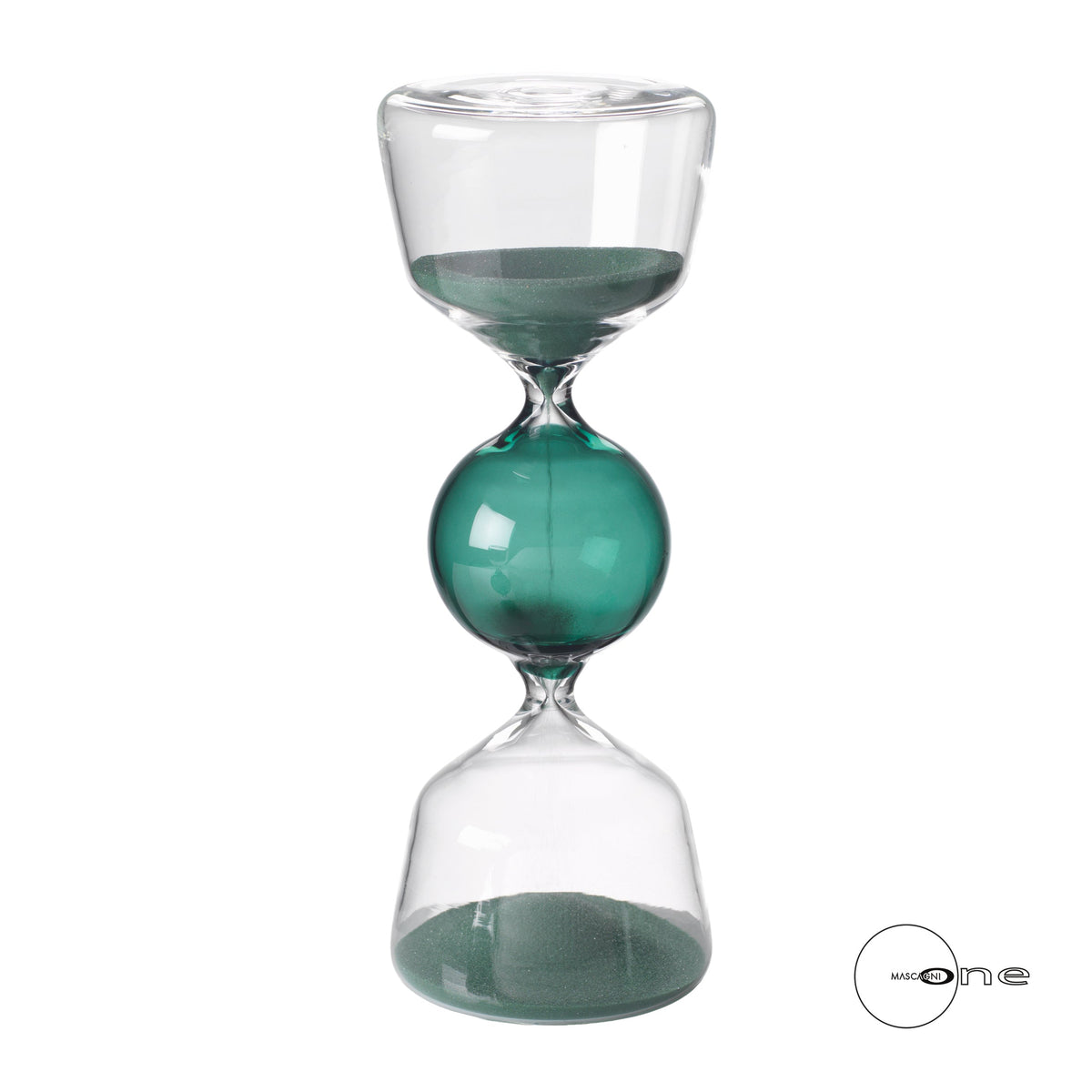 Clessidra Mascagni Casa O2218 in vetro con sfera petrolio, altezza 22 cm
