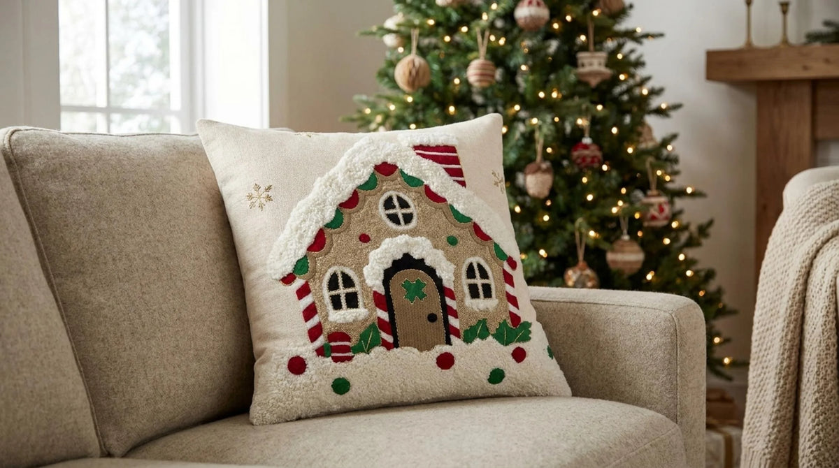 Ginger House Cuscino natalizio con ricami 47x47
