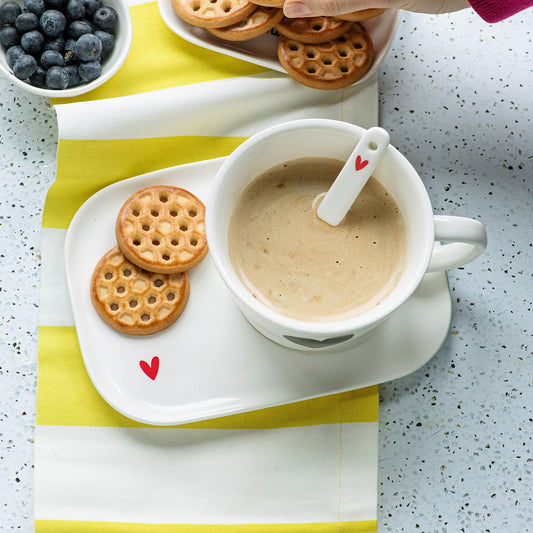 Piatto per Tazza Colazione Cuore Rosso