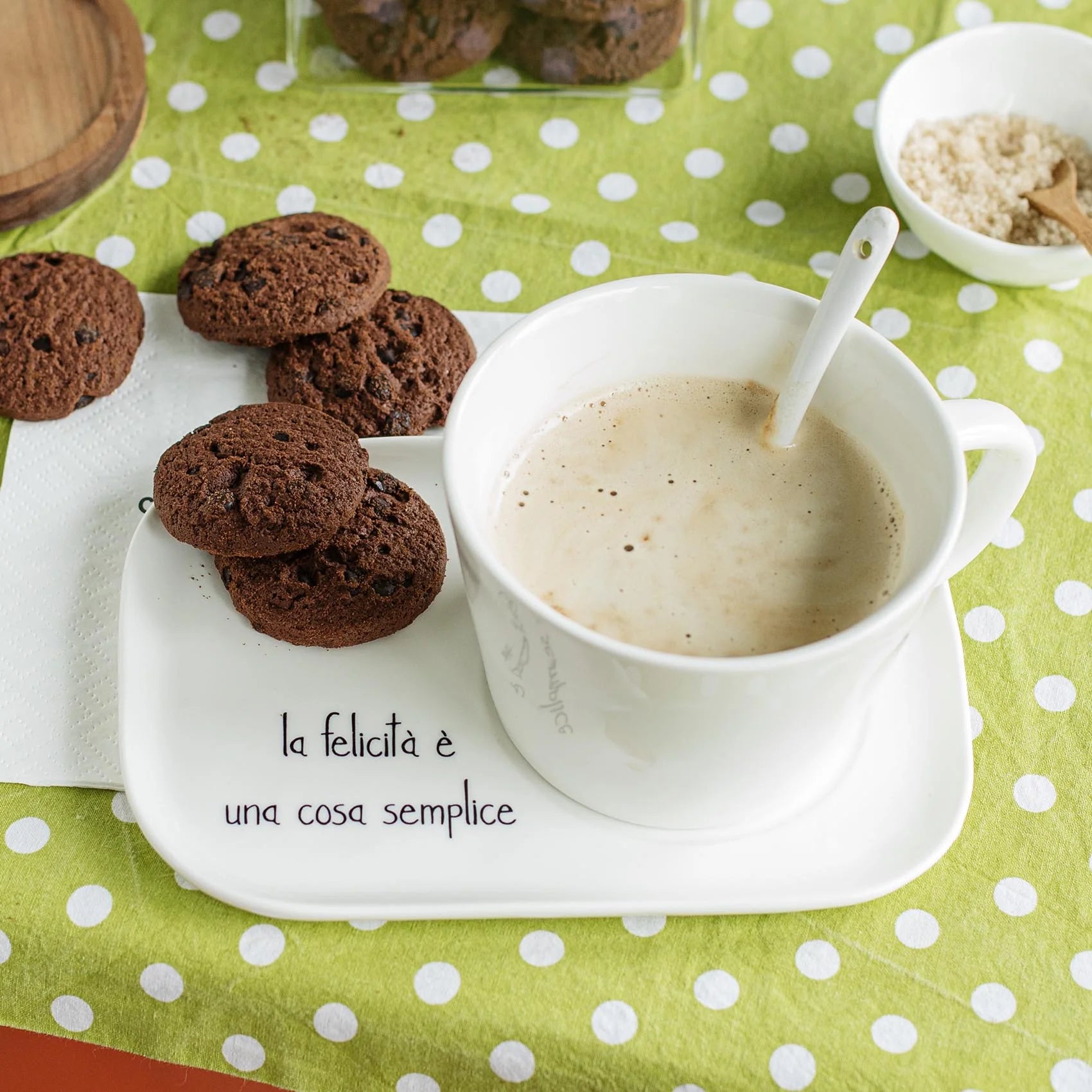 Piatto per Tazza Colazione La felicità è una cosa semplice