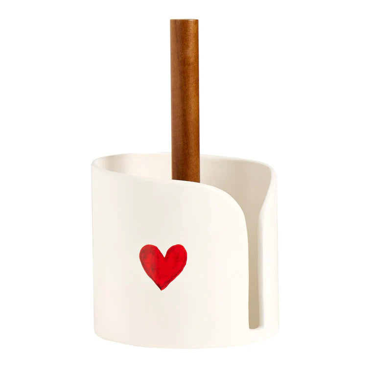 Portarotolo da Cucina Cuore Acquerello Rosso