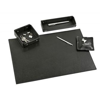 Kit Quo Vadis Satiny nero con sottomano e accessori da scrivania