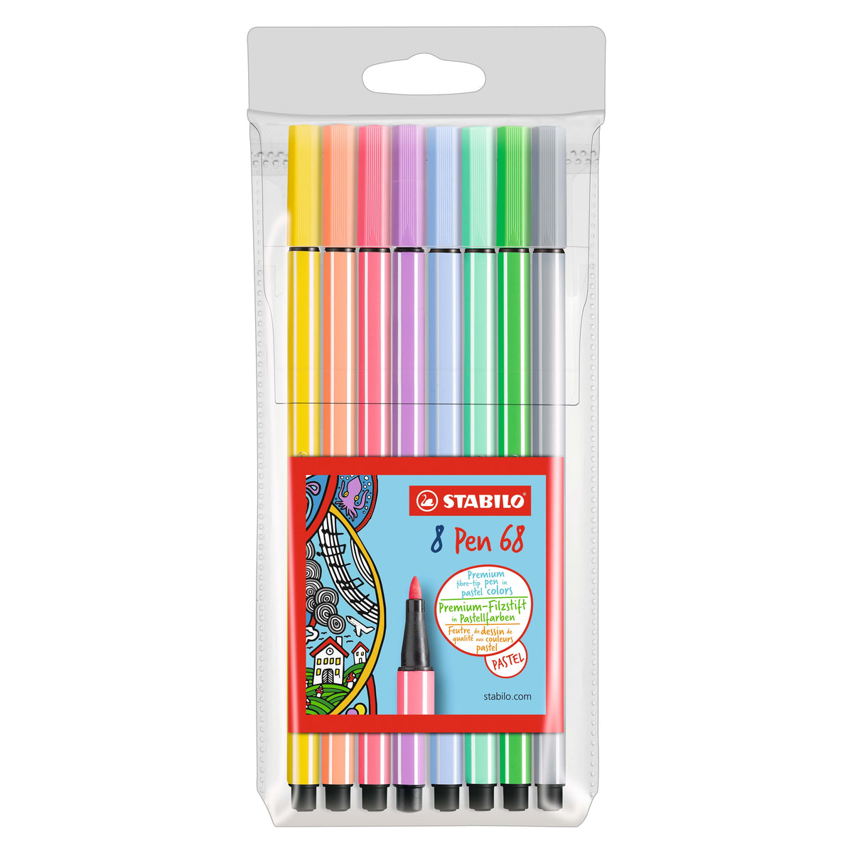 STABILO Pen 68 Pastel astuccio di 8 pennarelli