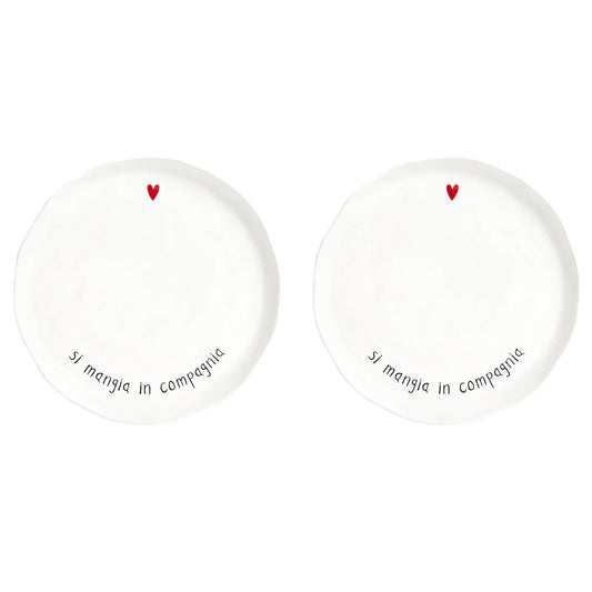 Set 2 piatti piani Si mangia in compagnia Simple Day
