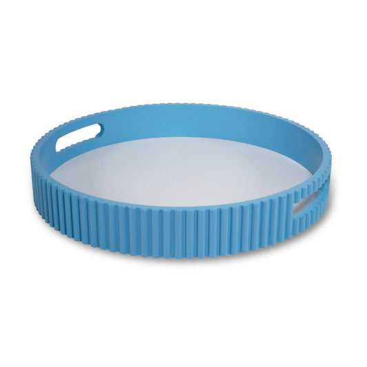 Vassoio Ø 30 cm in MDF colore azzurro
