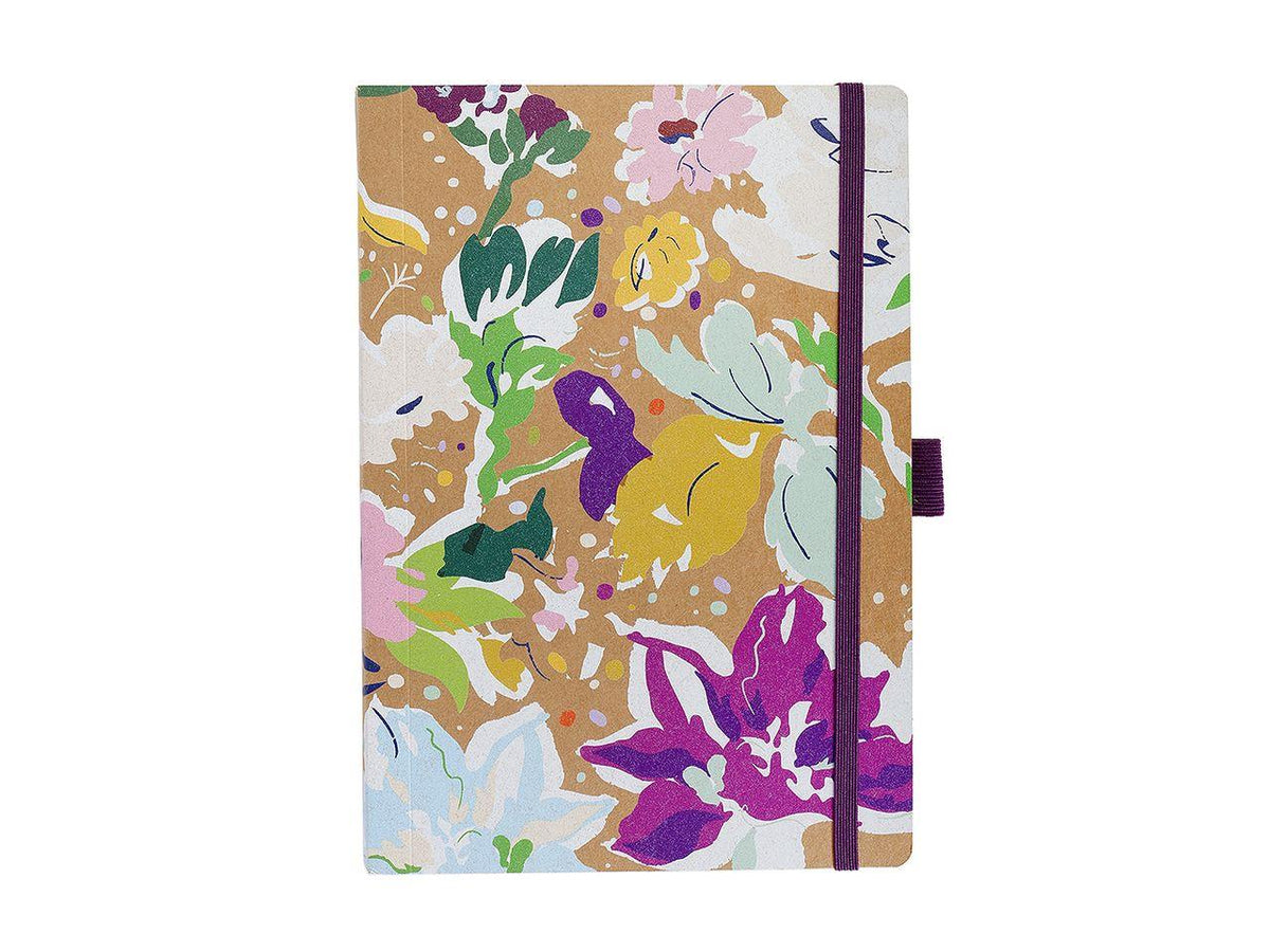 Artebene notebook floreale beige e viola a righe