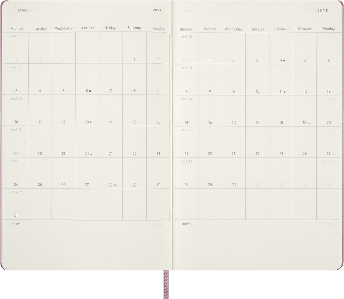 Agenda Moleskine 2027 Giornaliera Large Rosa Majestic Copertina Rigida