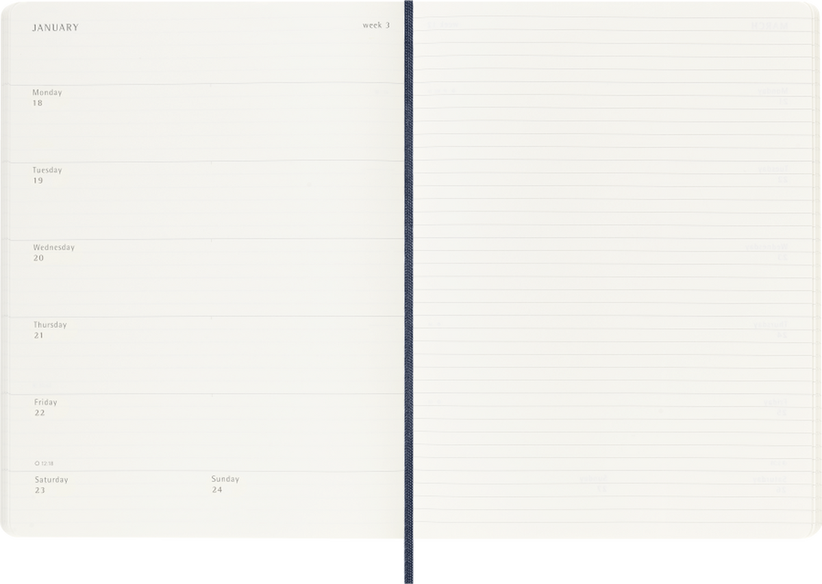 Agenda Moleskine 2027 Settimanale con Note XL Blu Zaffiro Copertina Morbida