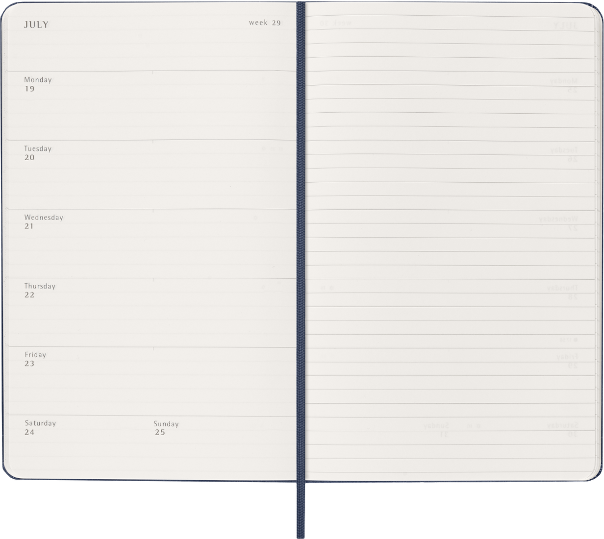 Moleskine Agenda 18 Mesi Settimanale Notebook - Large, Blu Zaffiro, Copertina rigida, 2027