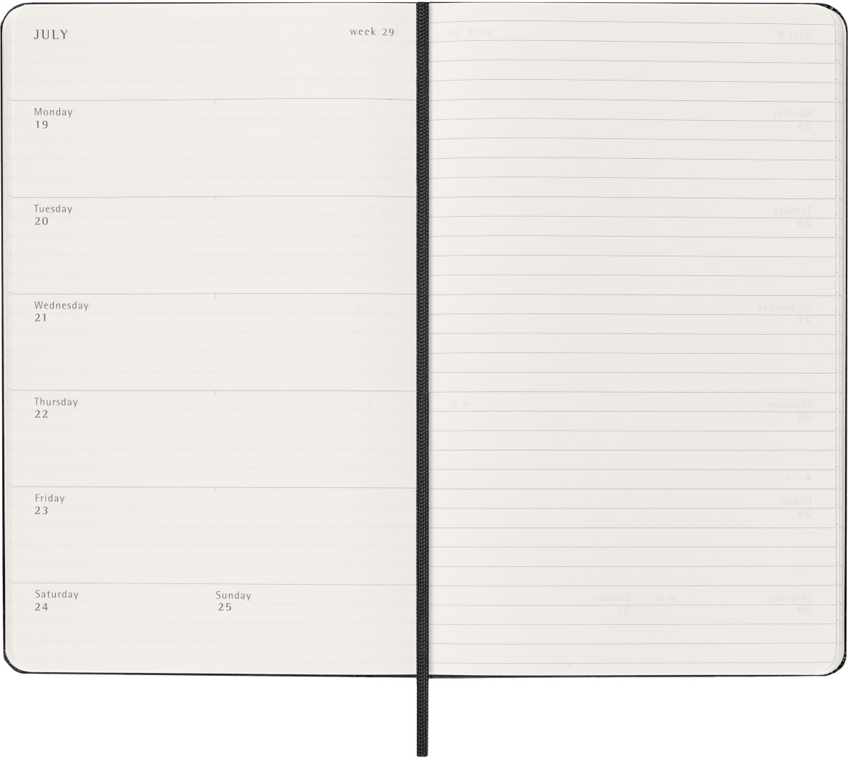 Moleskine Agenda 18 Mesi Settimanale Notebook - Large, Nero, Copertina morbida, 2027