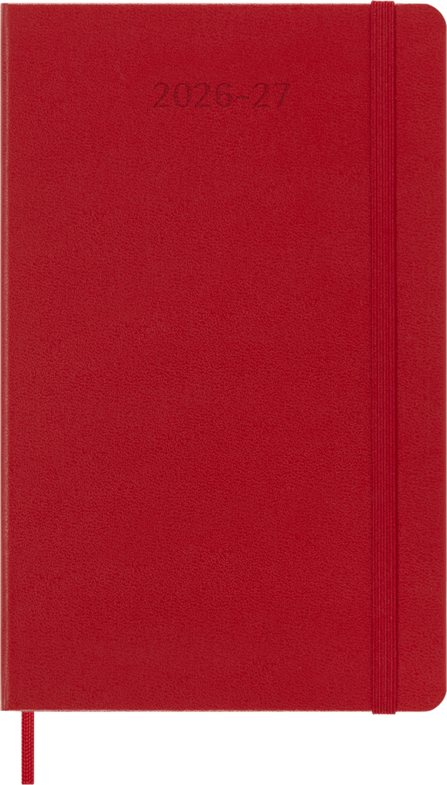 Moleskine Agenda 18 Mesi Settimanale Notebook - Large, Rosso Scarlatto, Copertina rigida, 2027
