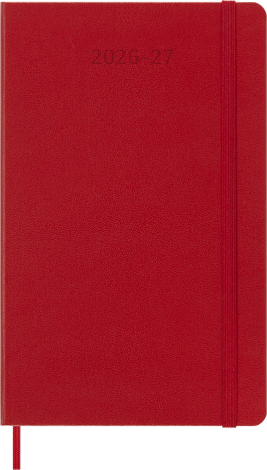 Moleskine Agenda 18 Mesi Settimanale Notebook - Large, Rosso Scarlatto, Copertina rigida, 2027