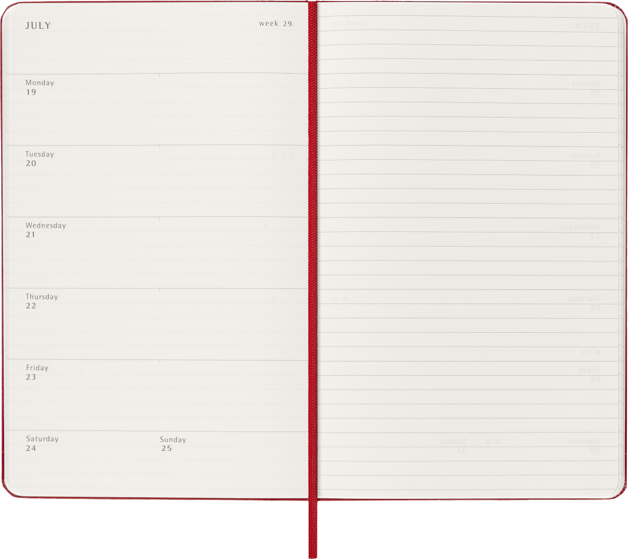 Moleskine Agenda 18 Mesi Settimanale Notebook - Large, Rosso Scarlatto, Copertina rigida, 2027