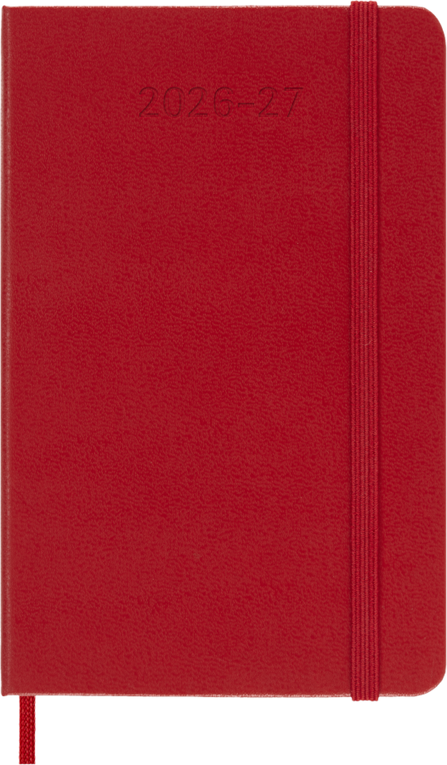 Moleskine Agenda 18 Mesi Settimanale Notebook - Pocket, Rosso Scarlatto, Copertina rigida, 2027