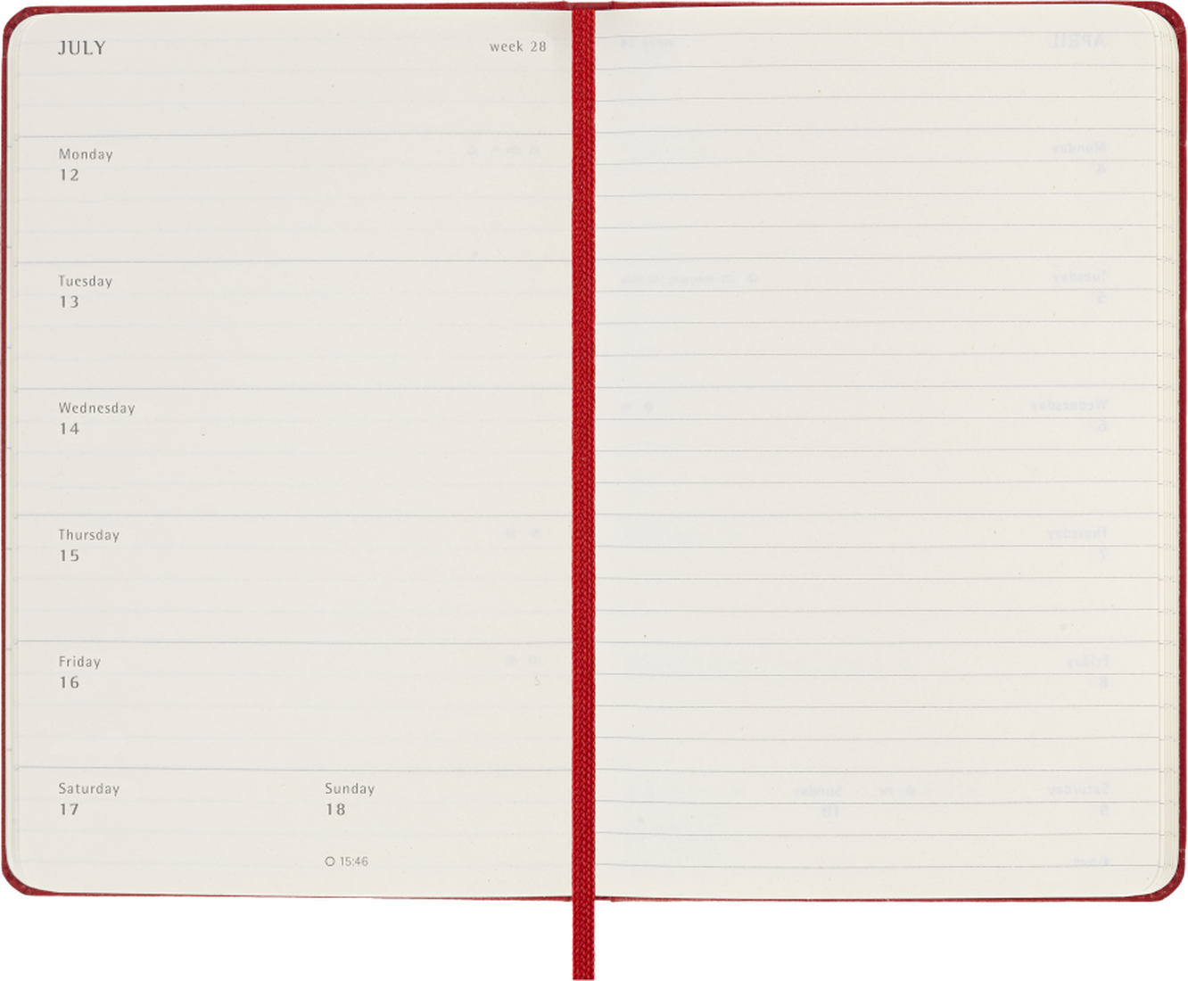 Moleskine Agenda 18 Mesi Settimanale Notebook - Pocket, Rosso Scarlatto, Copertina rigida, 2027