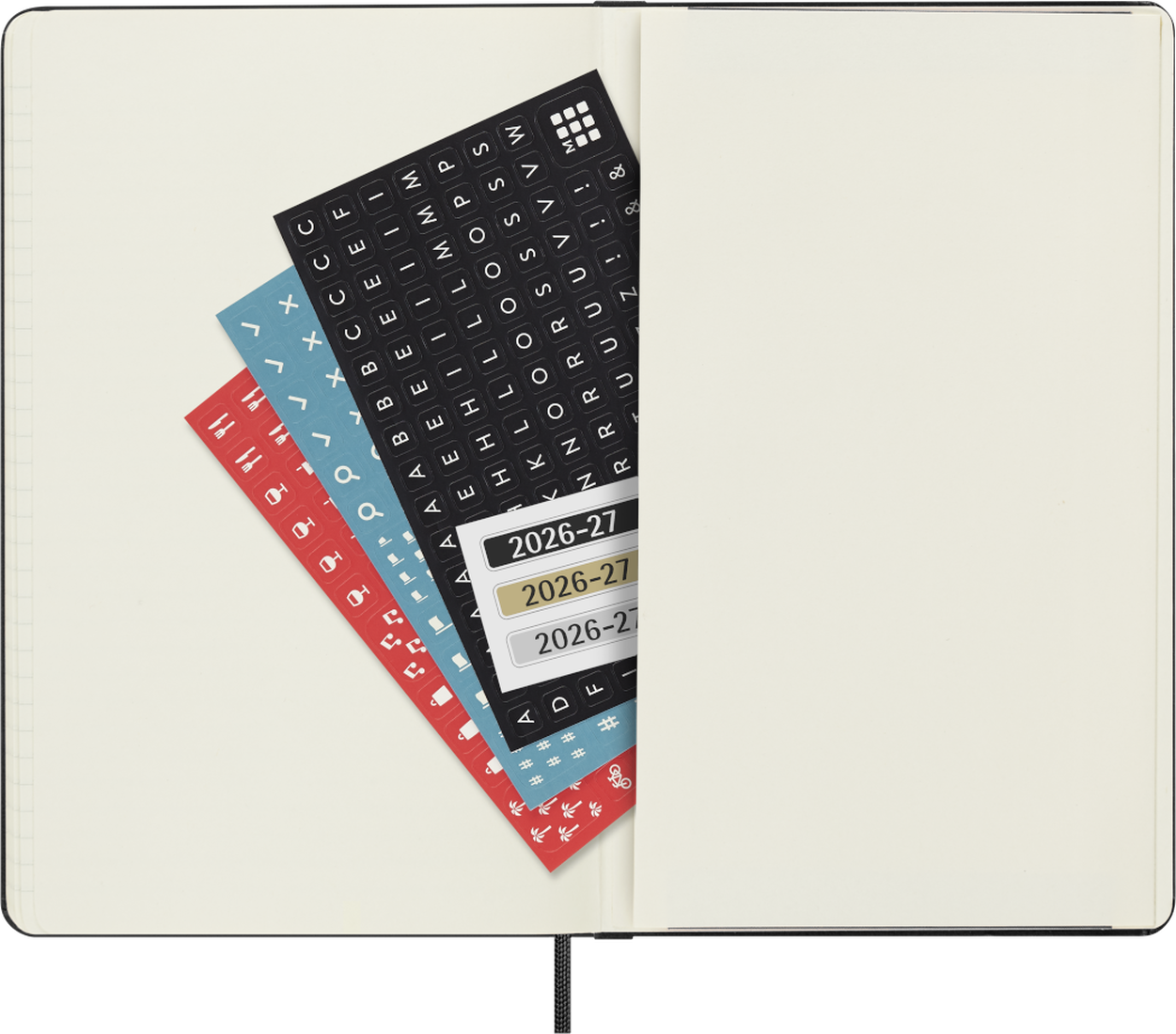 Moleskine Agenda 18 Mesi Settimanale Orizzontale - Large, Nero, Copertina rigida, 2027