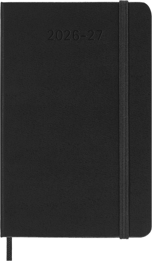 Moleskine Agenda 18 Mesi Settimanale Orizzontale - Pocket, Nero, Copertina rigida, 2027