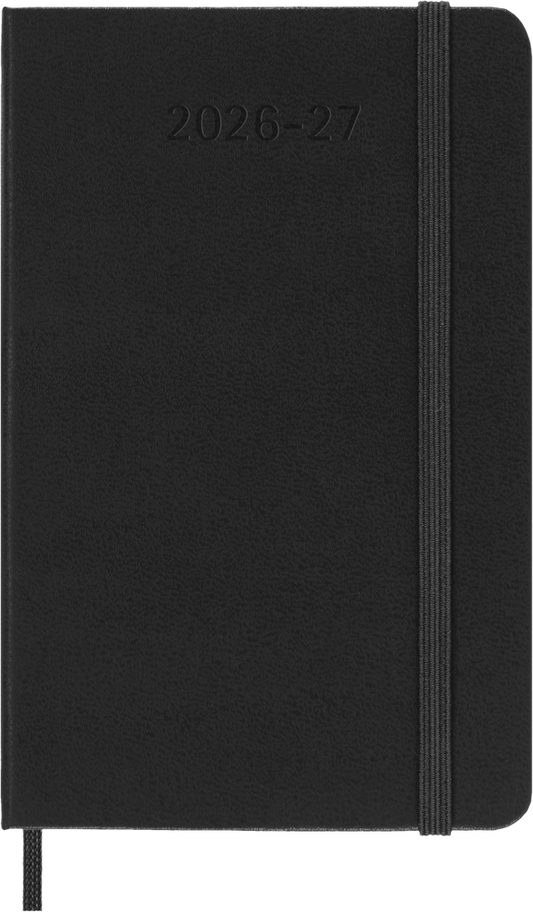 Moleskine Agenda 18 Mesi Settimanale Orizzontale - Pocket, Nero, Copertina rigida, 2027