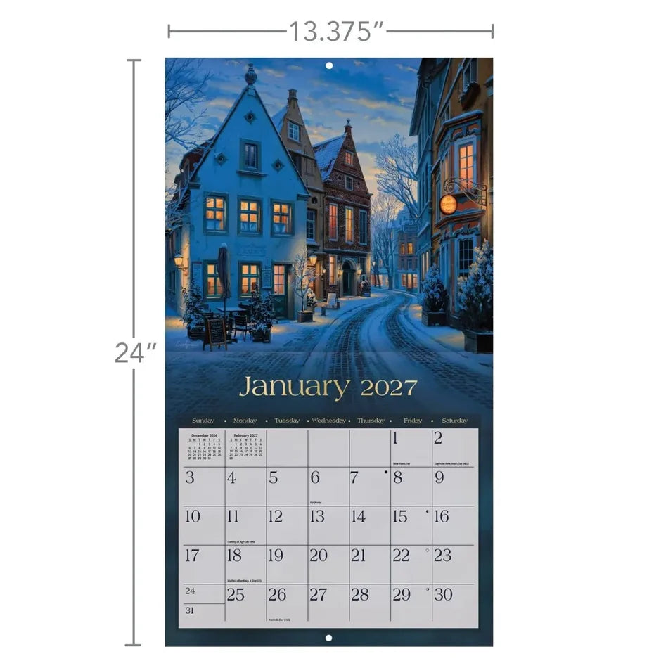 Calendario da Parete LANG "Around the World" 2027 – Illustrazioni di Evgeny Lushpin