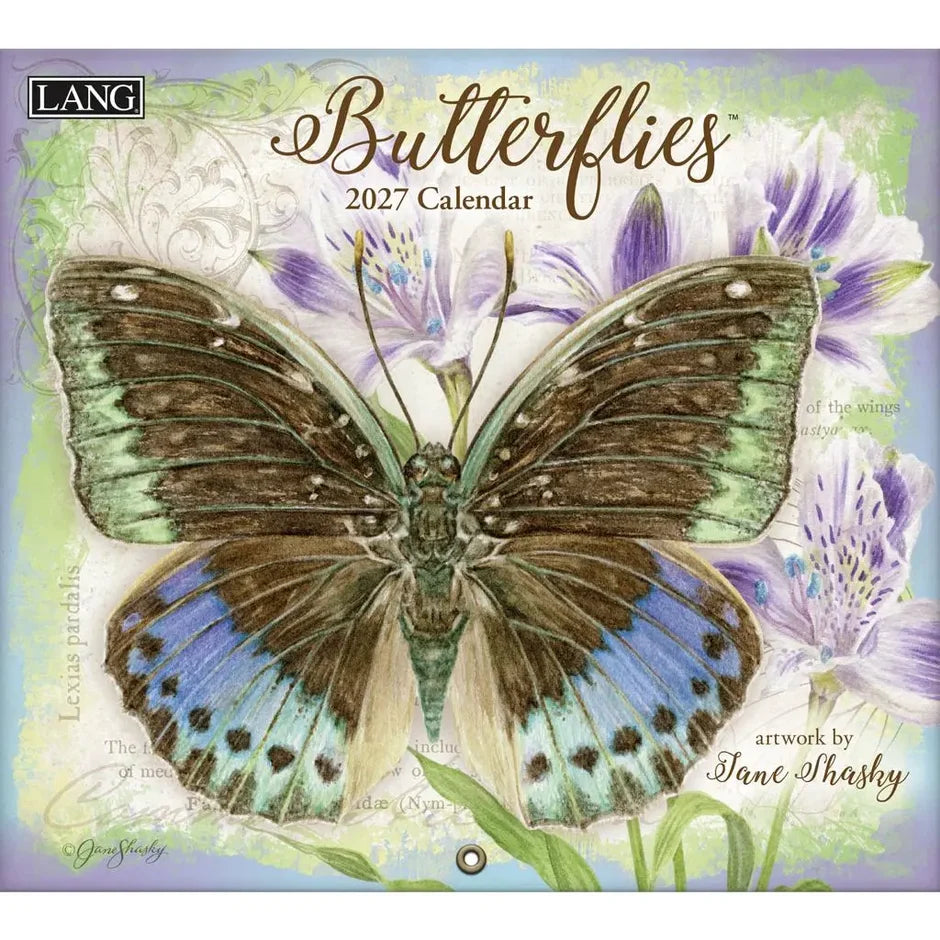 Calendario da Parete LANG "Butterflies" 2027 – Illustrazioni di Jane Shasky