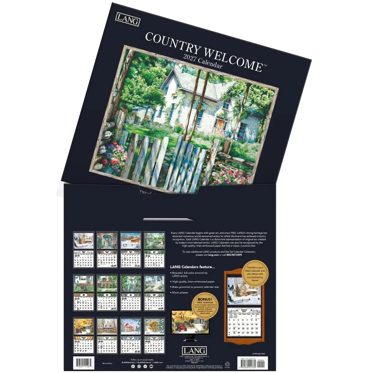 Calendario da Parete LANG "Country Welcome" 2027 – Illustrazioni di Laura Berry