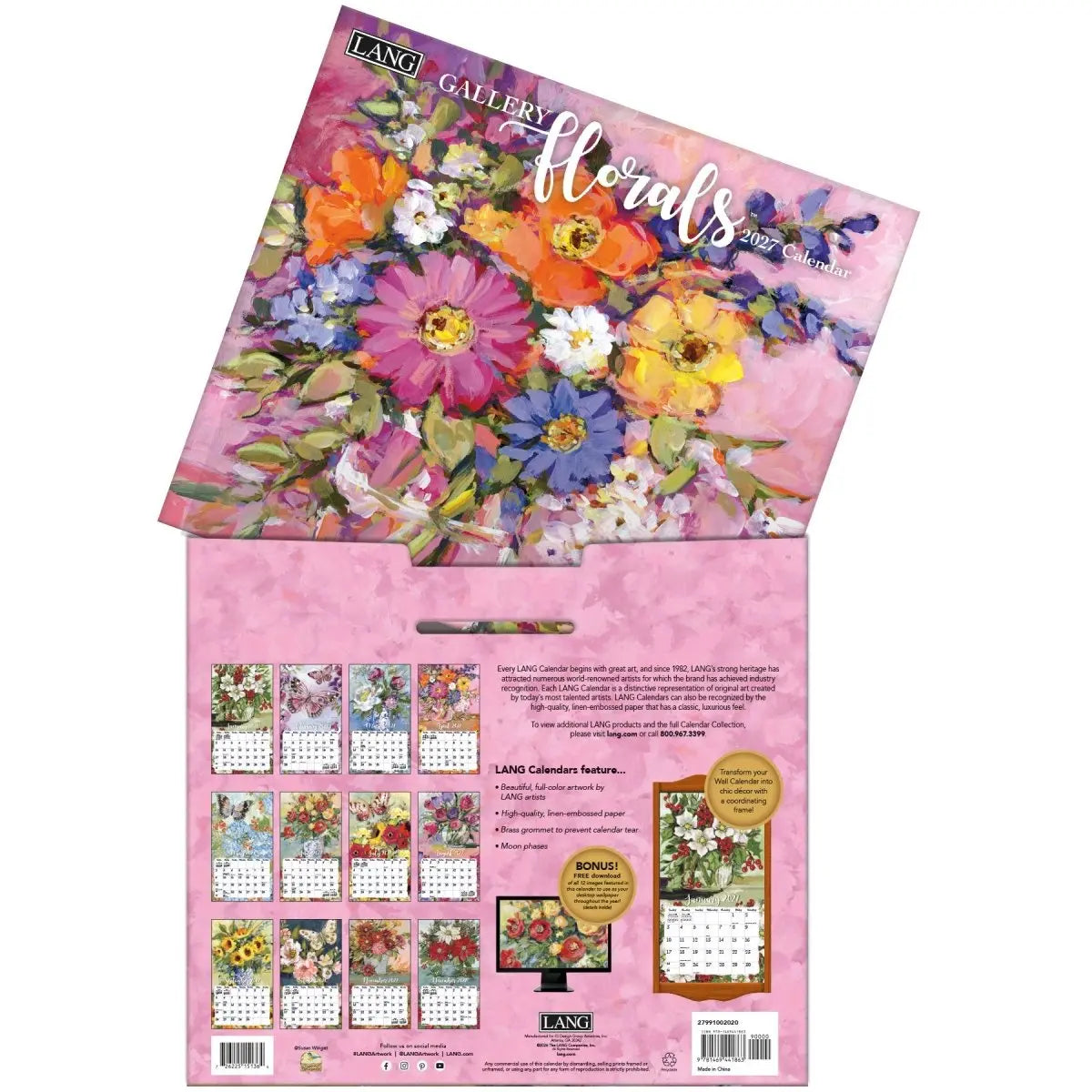 Calendario da Parete LANG "Gallery Florals" 2027 – Illustrazioni di Susan Winget