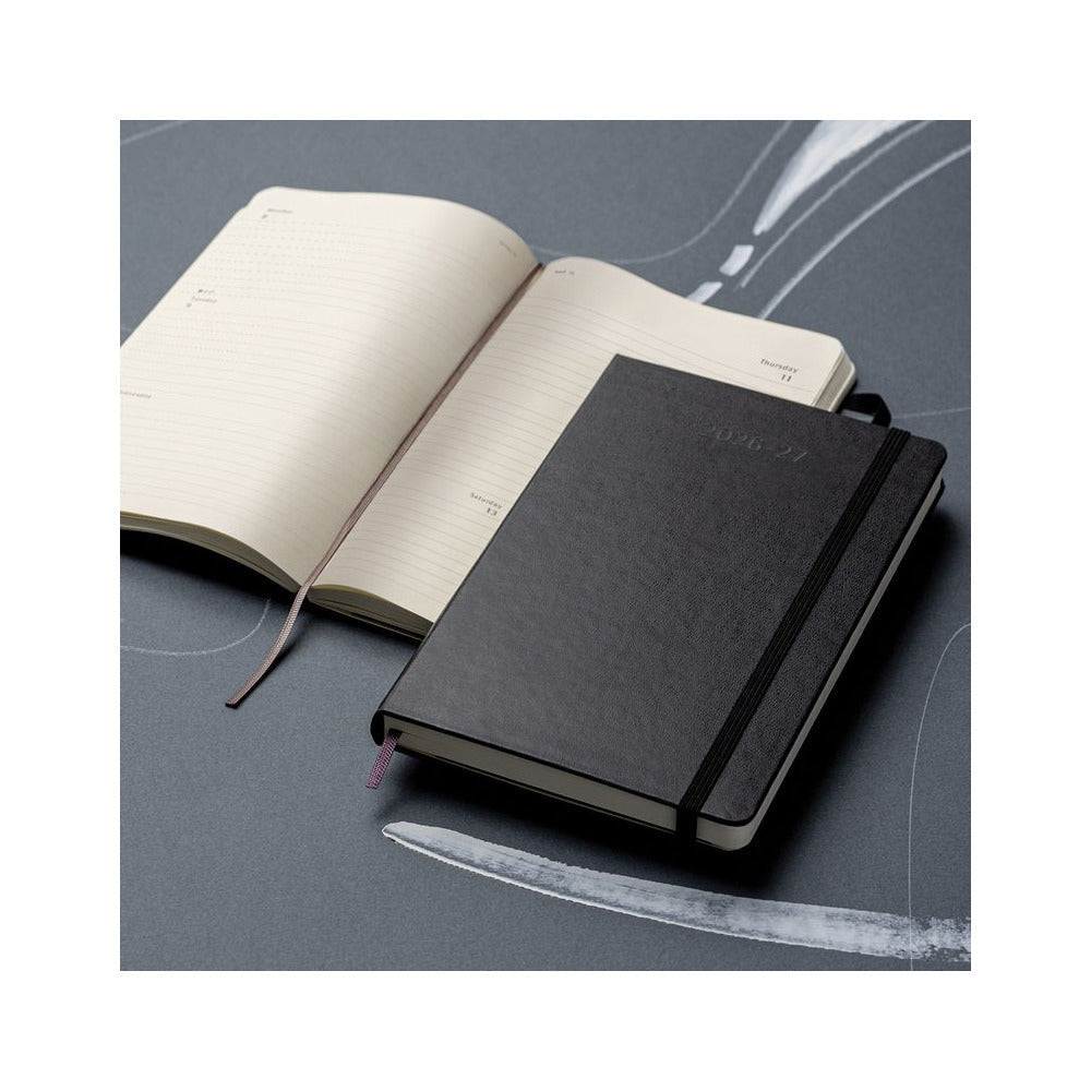 Moleskine Agenda 18 Mesi Settimanale Orizzontale - Large, Nero, Copertina rigida, 2027