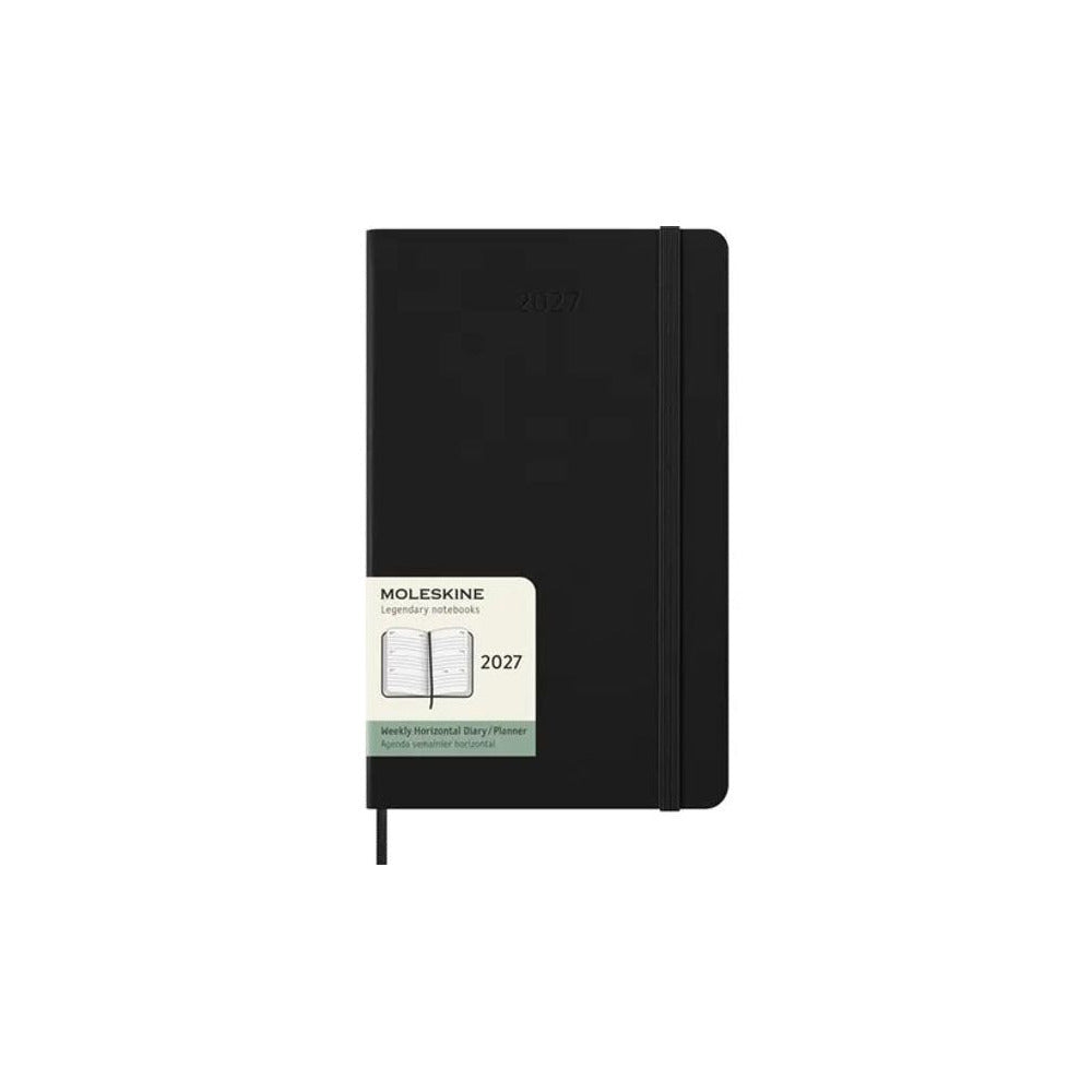 Agenda Moleskine 2027 Settimanale Orizzontale Large Nera Copertina Rigida