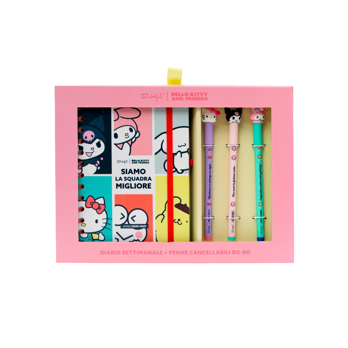 Set diario scolastico Mr. Wonderful piccolo 2026-27 Settimanale + 3 penne cancellabili Bo-Bo - Ready