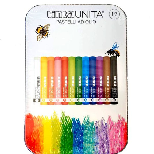 Confezione 12 Pastelli ad Olio TintaUnita in Latta