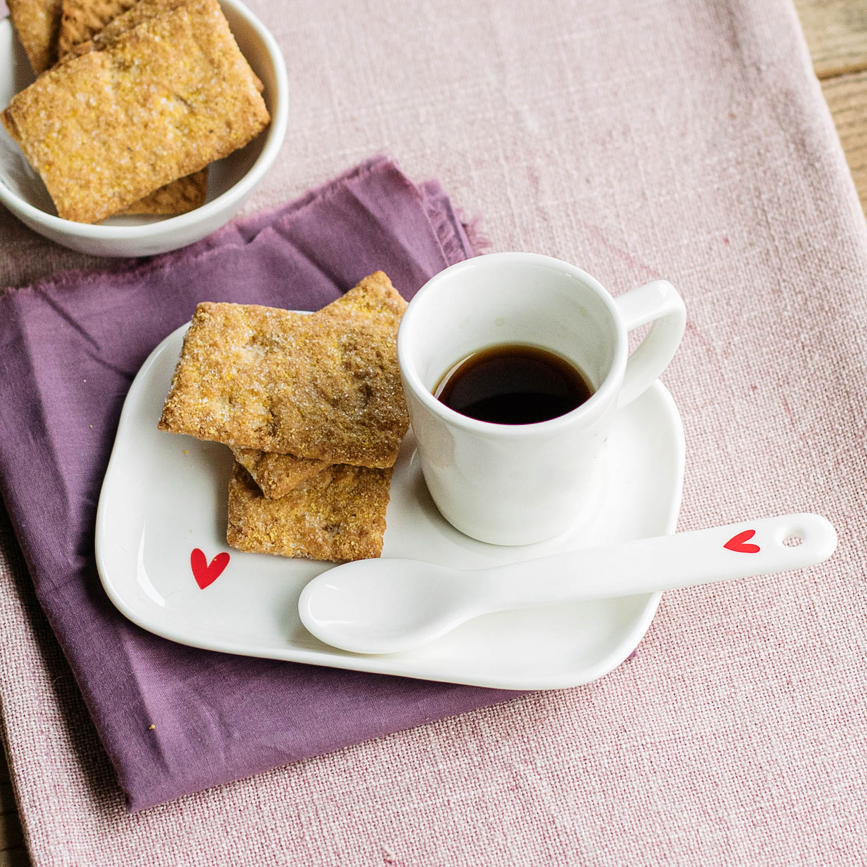 Set 2 Piattini per Tazze Espresso Cuore Rosso